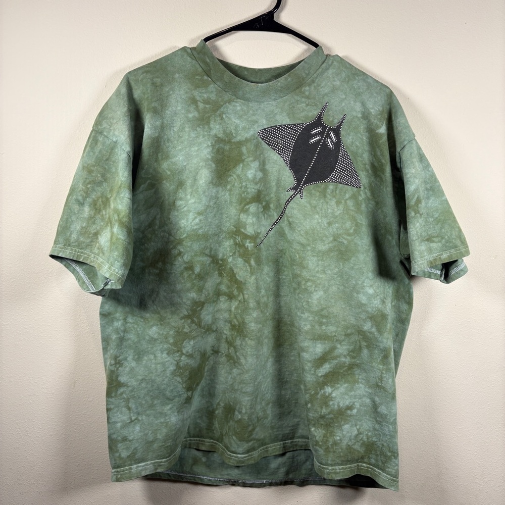 Rare VTG 1999 Hal Lee Total Cotton Tie Dye 3D Beaded Manta Ray Boxy T-Shirt